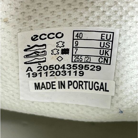 Ecco Leisure Womens Size 40/9.5, White Perforated Leather - Picture 14 of 14